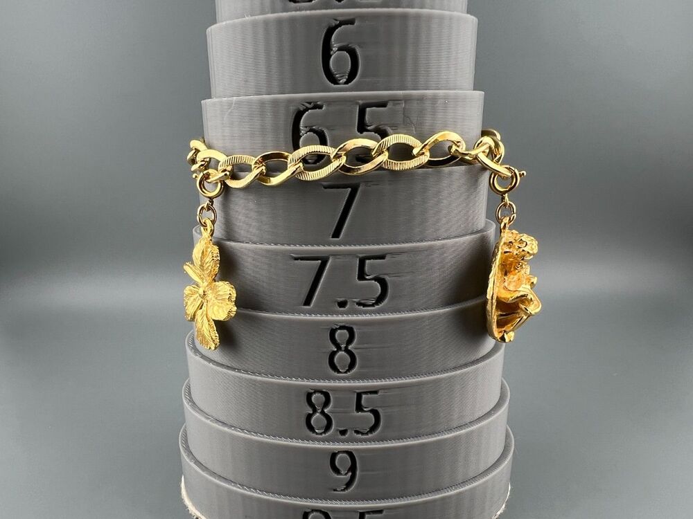 Vintage Germany Charm Bracelet Gold Tone Curb Link Good Luck Clover Mandolin - Picture 2 of 14